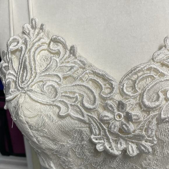 Jessica McClintock Dress Size 5/6 White Bridal Lace Wedding Shower Vintage 1980s - Picture 12 of 13